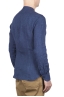 SBU 01629 Camicia classica con collo coreano in lino blu 04