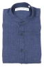 SBU 01629 Camisa clásica azul de lino de cuello mao 06