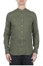 SBU 01630 Classic mandarin collar green linen shirt 01