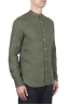 SBU 01630 Classic mandarin collar green linen shirt 02