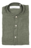 SBU 01630 Camisa clásica verde de lino de cuello mao 06