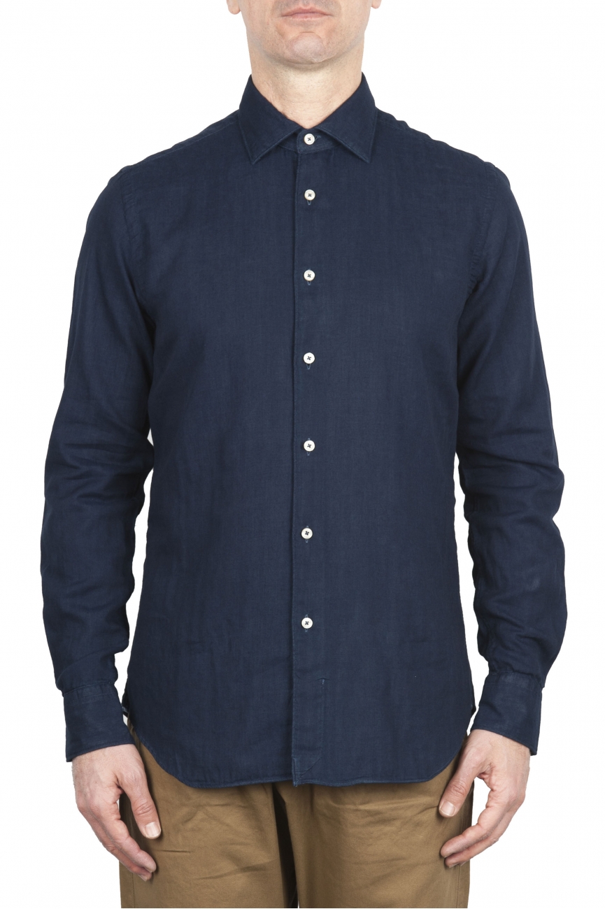 SBU 01633 Pure indigo dyed classic cotton shirt 01