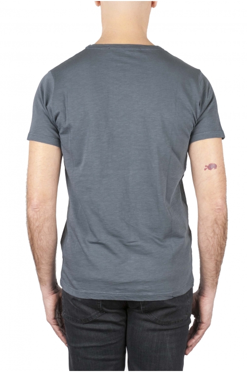 SBU 01641 T-shirt girocollo aperto in cotone fiammato grigio scuro 01