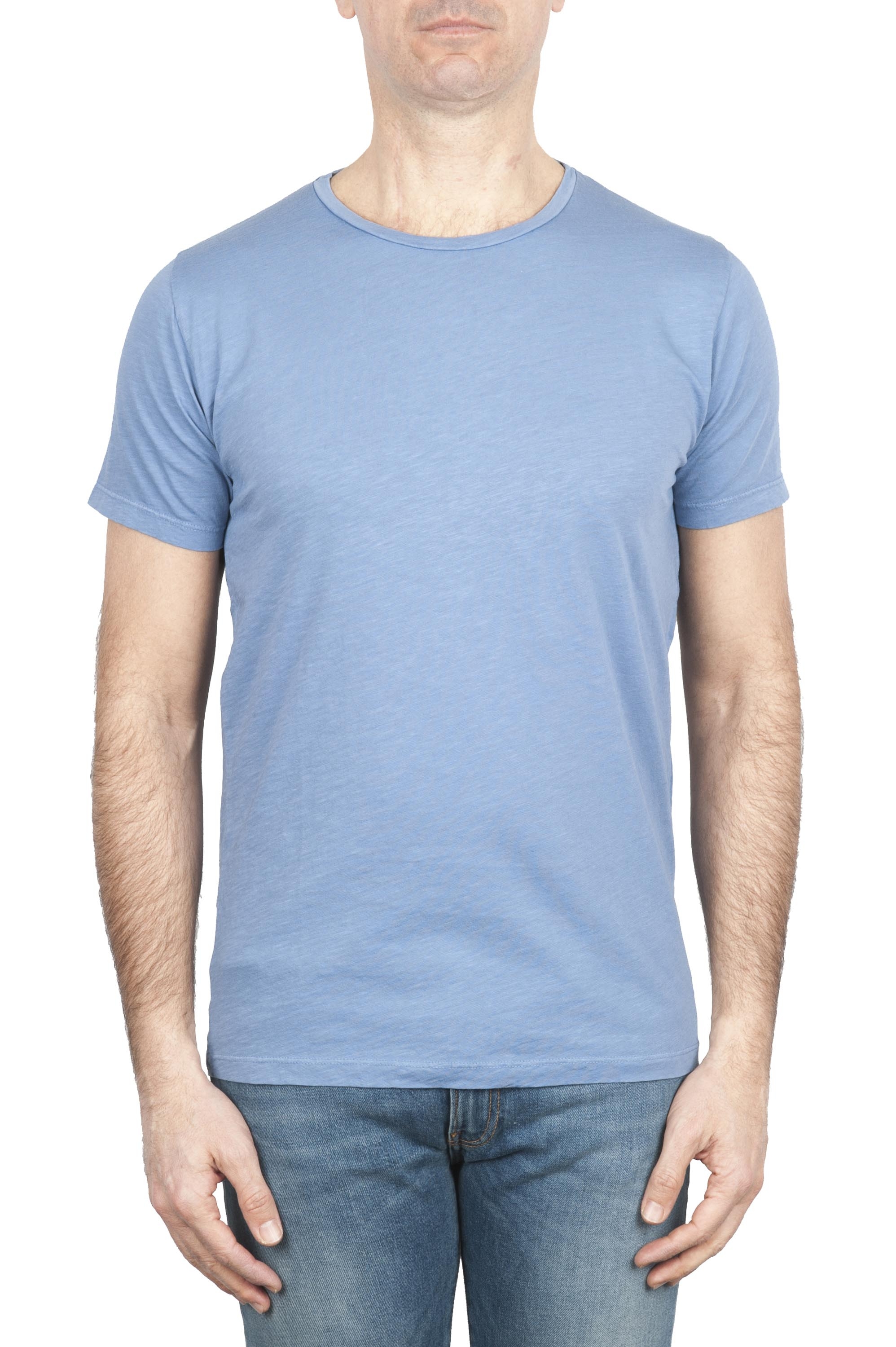 SBU 01642 Camiseta de algodón con cuello redondo en color azul claro 01