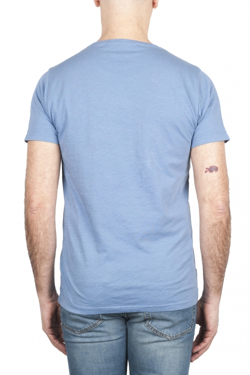 SBU 01642 T-shirt à col rond en coton flammé bleu clair 01