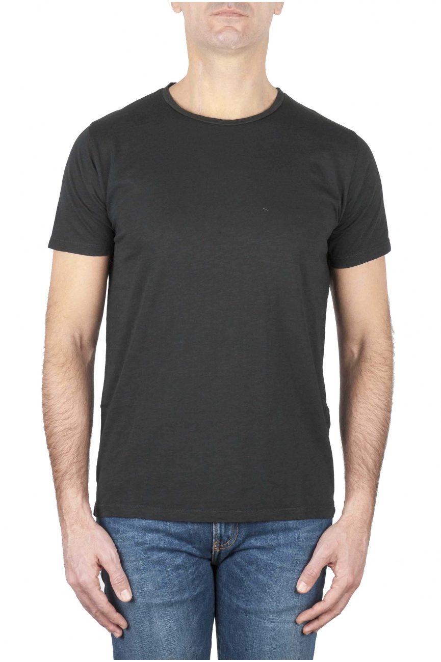 SBU 01644 Flamed cotton scoop neck t-shirt black 01