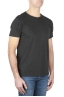 SBU 01644 T-shirt girocollo aperto in cotone fiammato nera 02