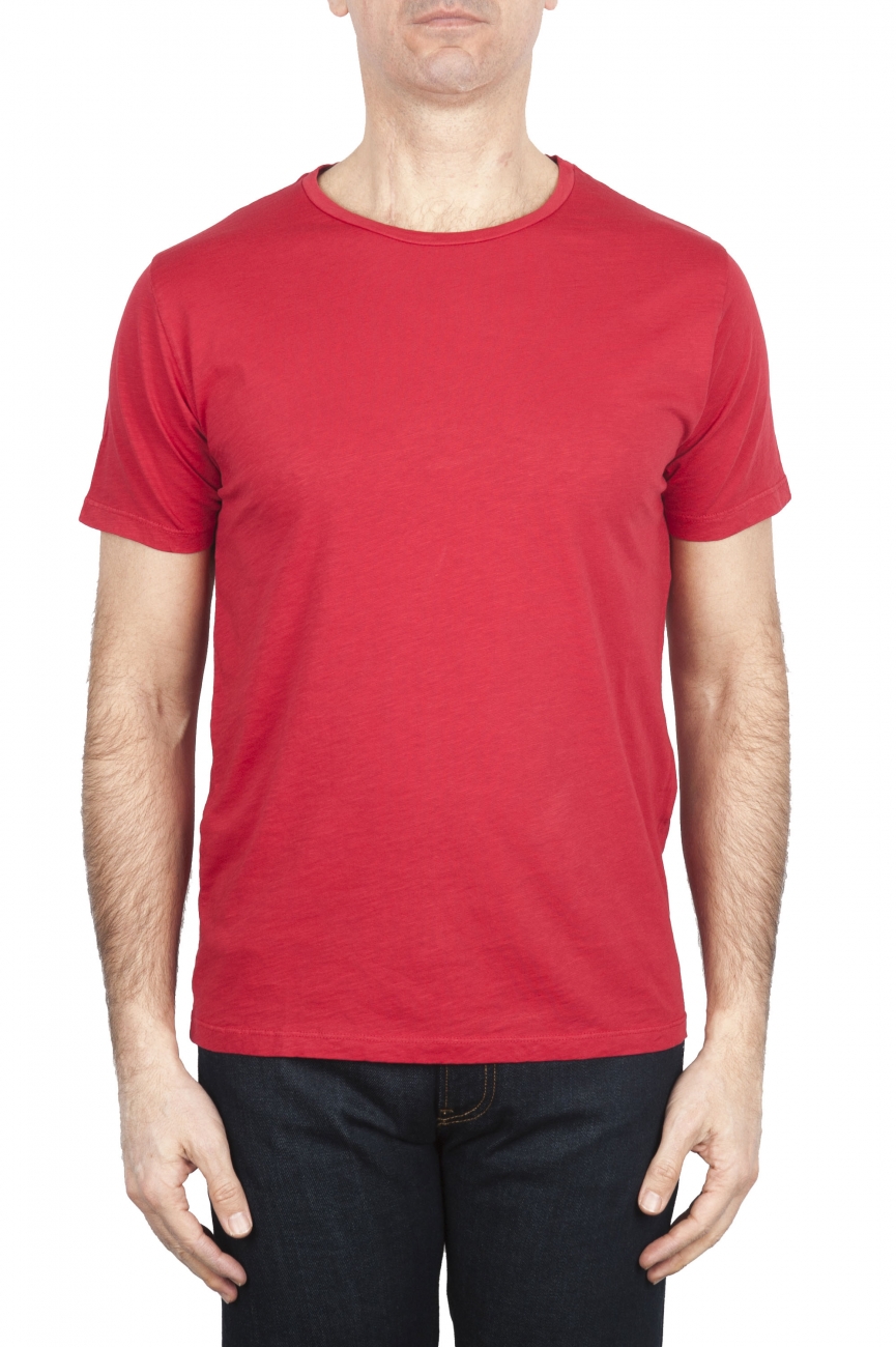 SBU 01647 T-shirt girocollo aperto in cotone fiammato rossa 01