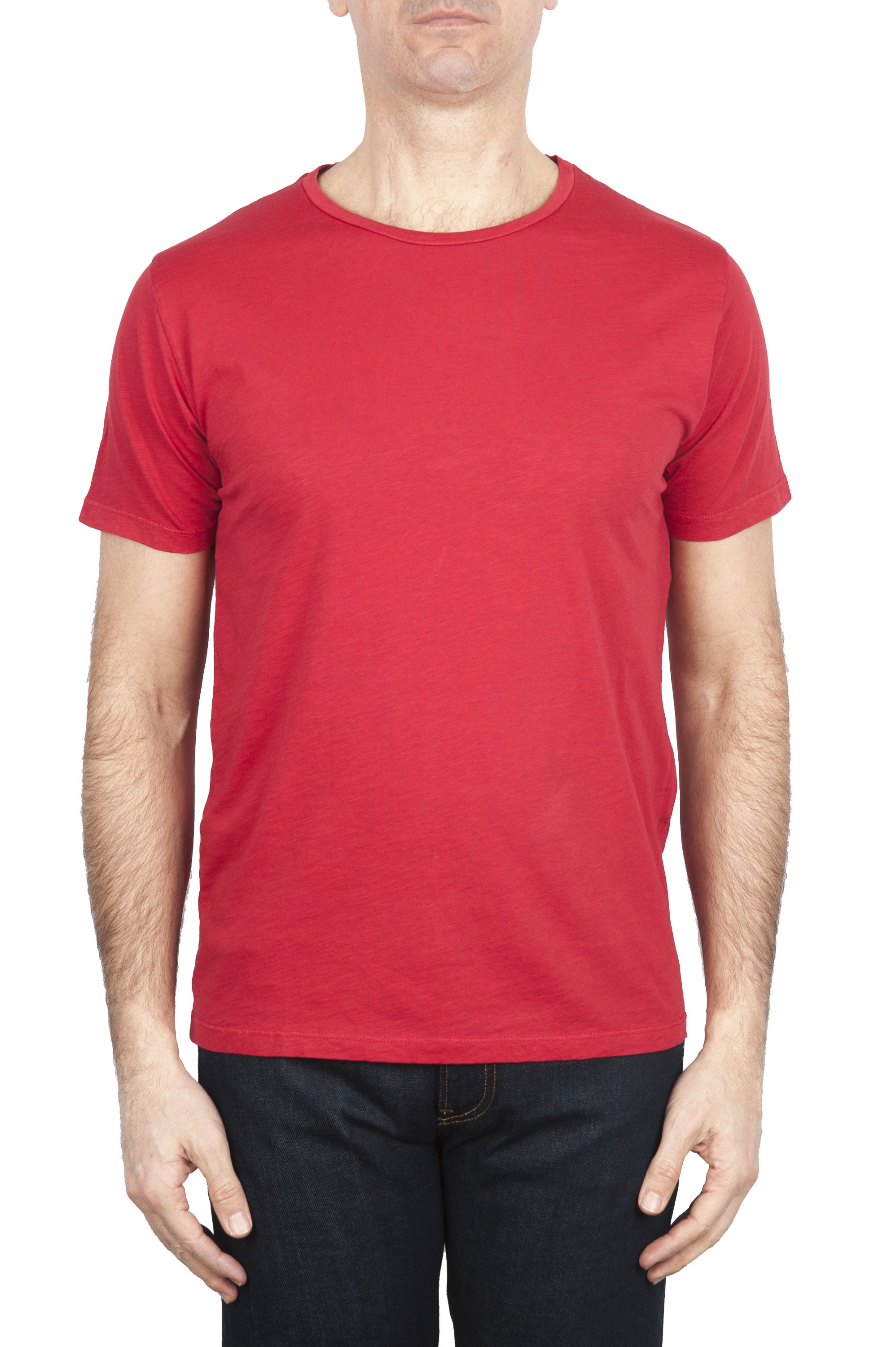 SBU 01647 Flamed cotton scoop neck t-shirt red 01