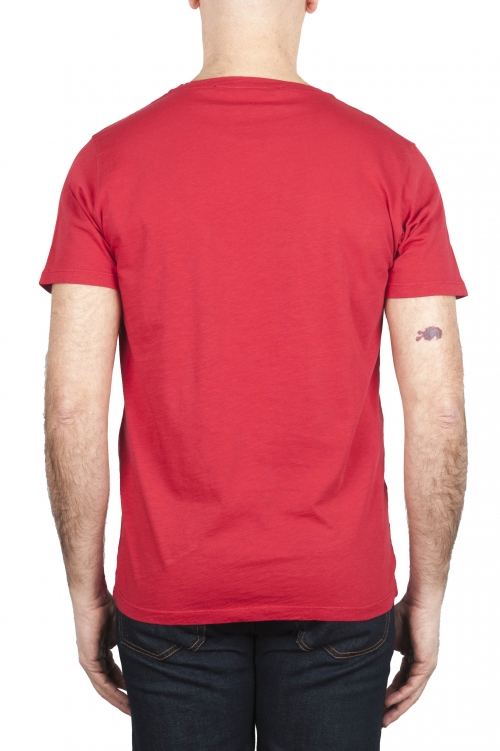 SBU 01647 T-shirt à col rond en coton flammé rouge 01