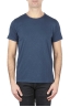 SBU 01648 T-shirt girocollo aperto in cotone fiammato blu 01