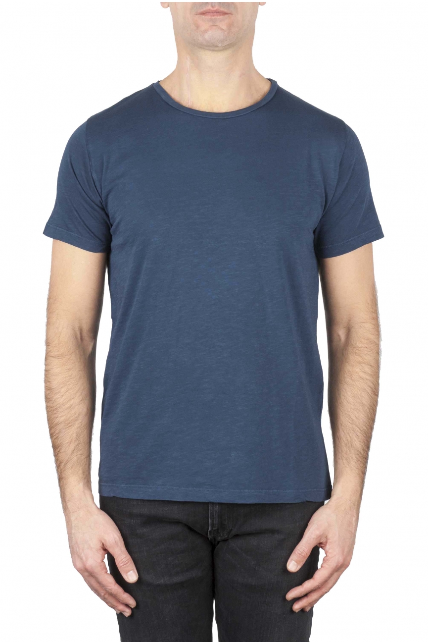 SBU 01648 T-shirt à col rond en coton flammé bleu 01