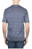 SBU 01651 T-shirt à col rond en lin rayé bleu et blanc 05