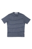 SBU 01651 T-shirt à col rond en lin rayé bleu et blanc 06