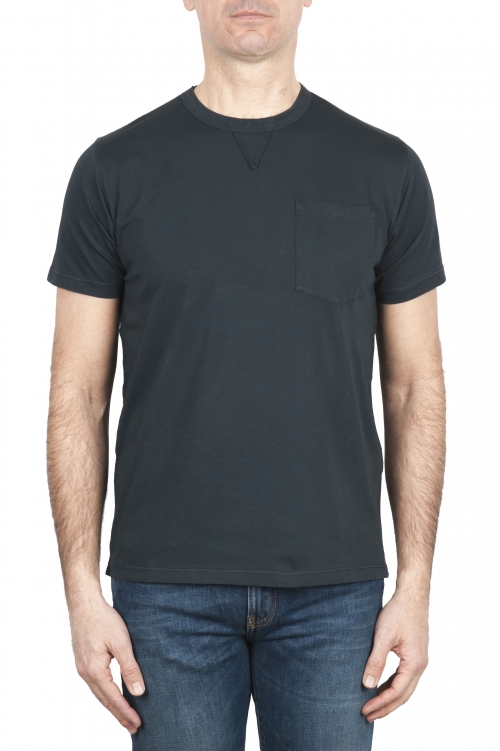 SBU 01653 T-shirt girocollo in cotone con taschino antracite 01