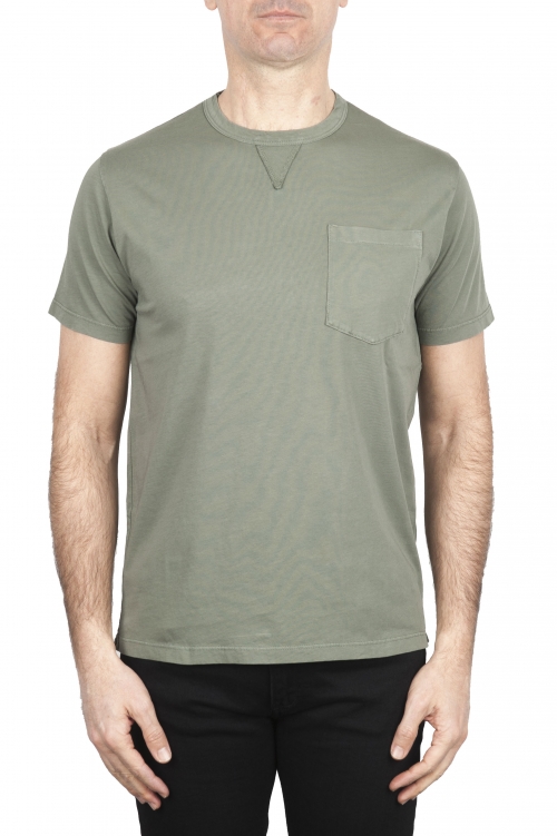 SBU 01654 Round neck patch pocket cotton t-shirt green 01