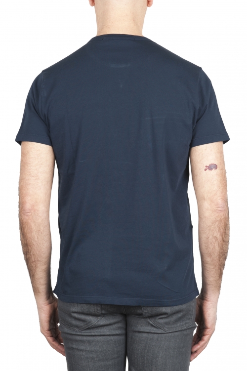 SBU 01656 Camiseta de algodón azul marino de cuello redondo y bolsillo de parche 01