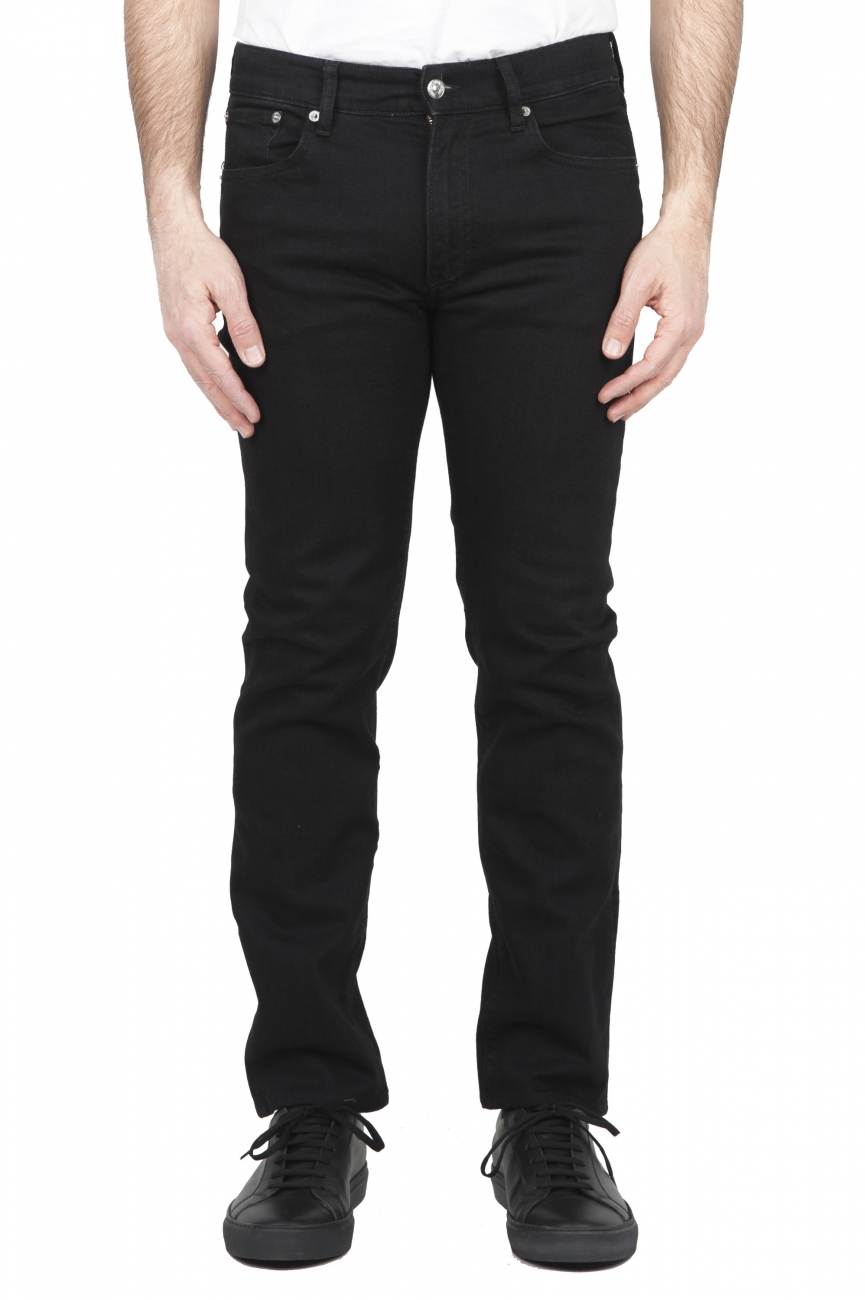 SBU 01587 Natural ink dyed black stretch cotton jeans 01