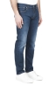 SBU 01453 Pure indigo dyed used washed stretch cotton blue jeans 02
