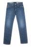 SBU 01453 Pure indigo dyed used washed stretch cotton blue jeans 06
