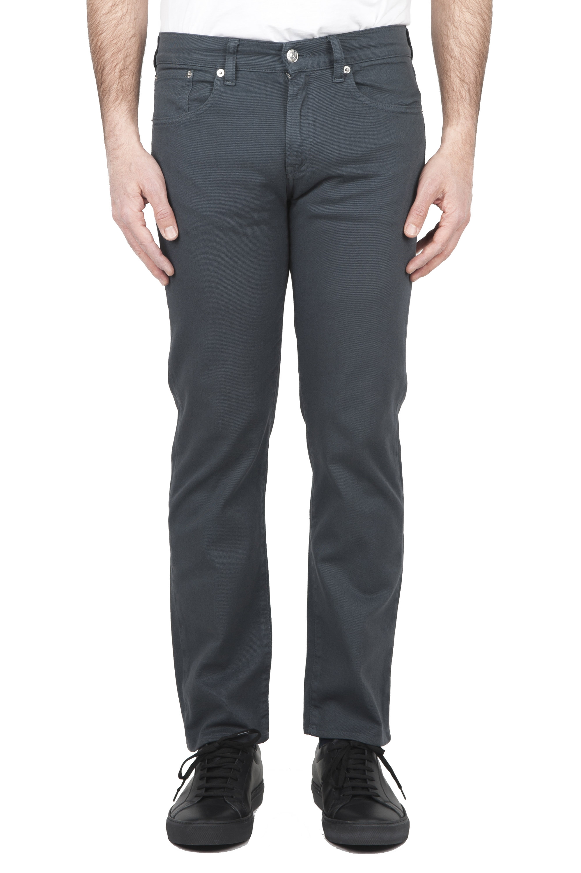 SBU 01667 Grey overdyed pre-washed stretch bull denim cotton jeans 01