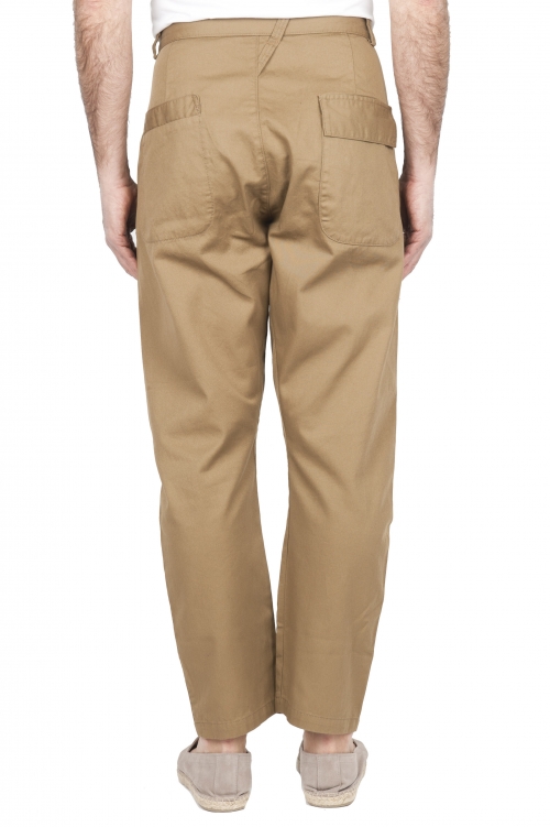 SBU 01672 Pantalón japonés de dos pinzas en algodón beige 01