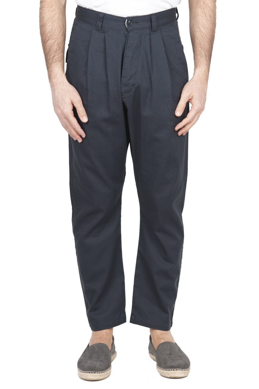 SBU 01673 Pantalón japonés de dos pinzas en algodón gris 01