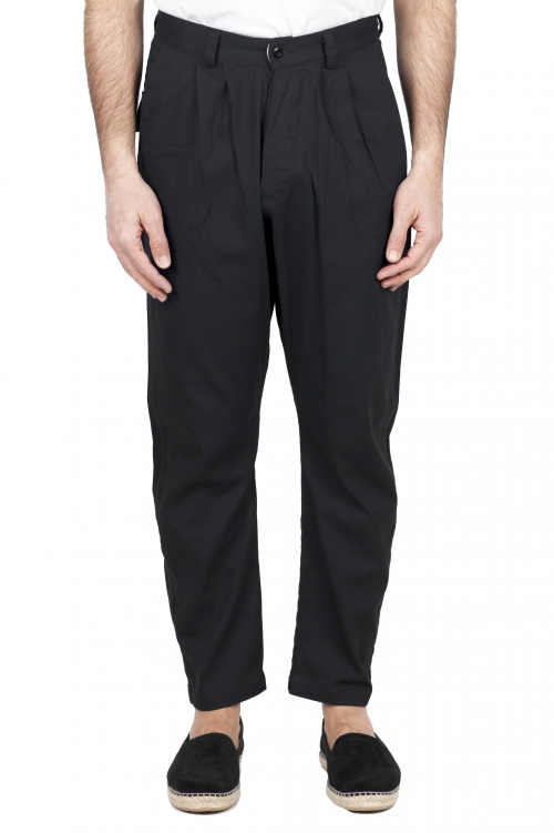 SBU 01674 Pantaloni da lavoro giapponesi con due pinces in cotone nero 01