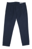 SBU 01675 Pantaloni classico in cotone con pinces e risvolto blu 06