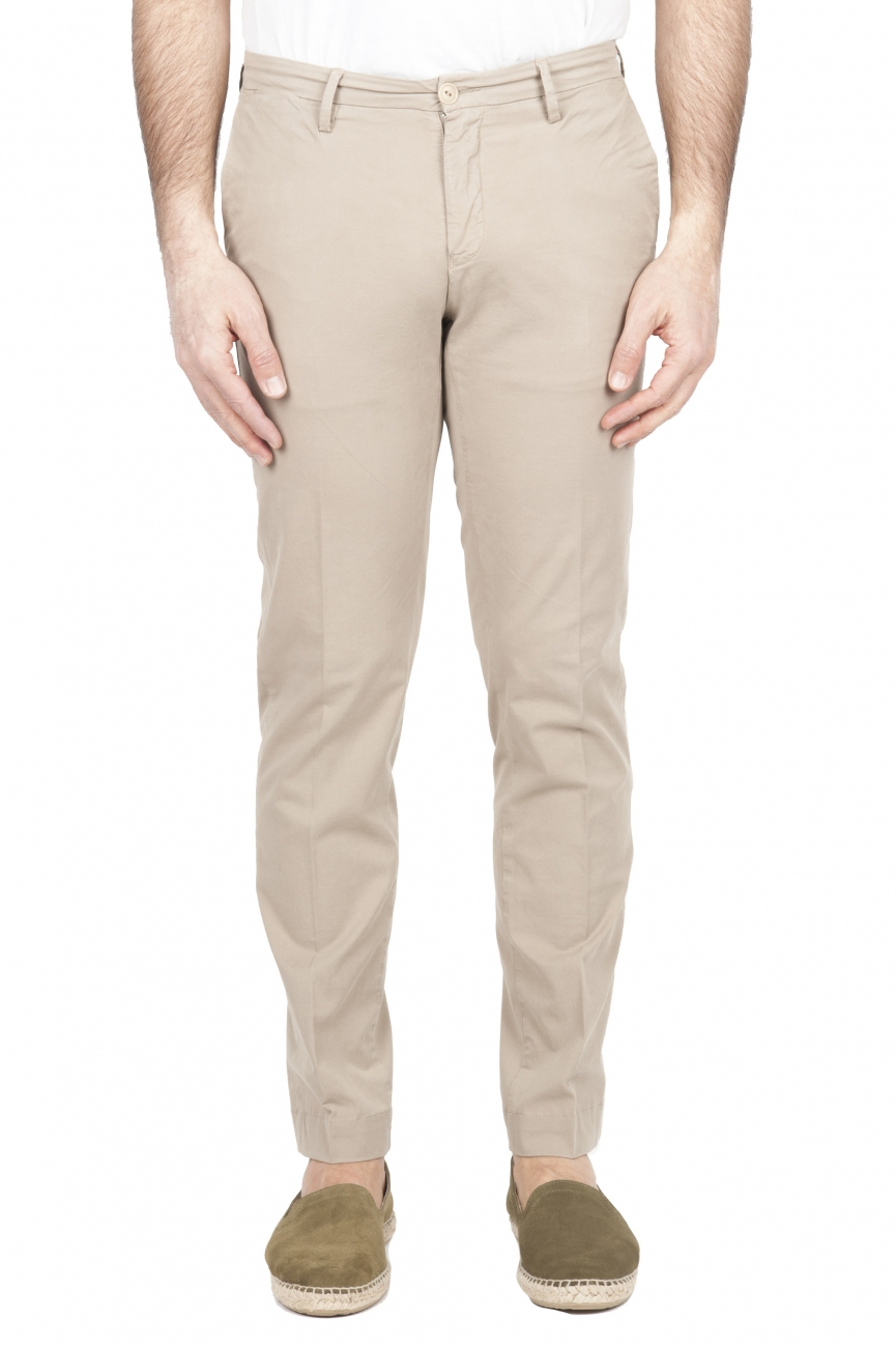 SBU 01680 Pantaloni chino classici in cotone elasticizzato beige 01
