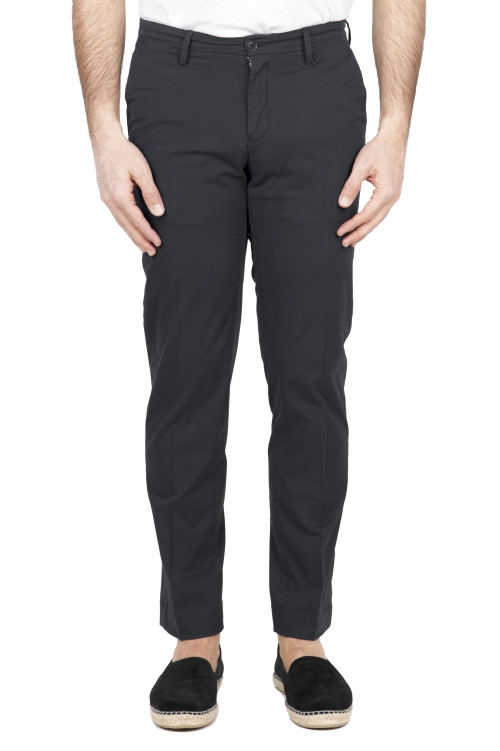 SBU 01681 Pantalones chinos clásicos en algodón elástico negro 01