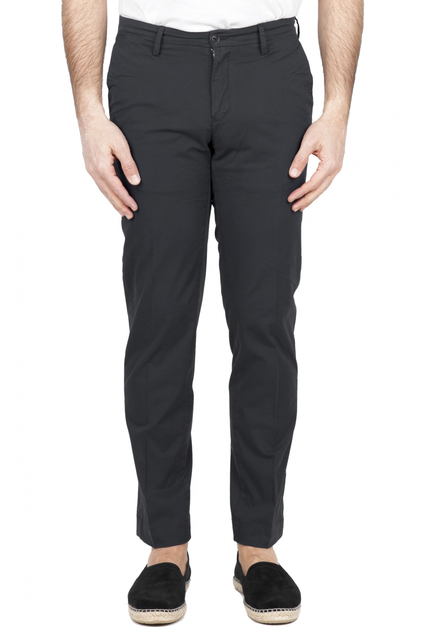 SBU 01681 Pantaloni chino classici in cotone elasticizzato nero 01
