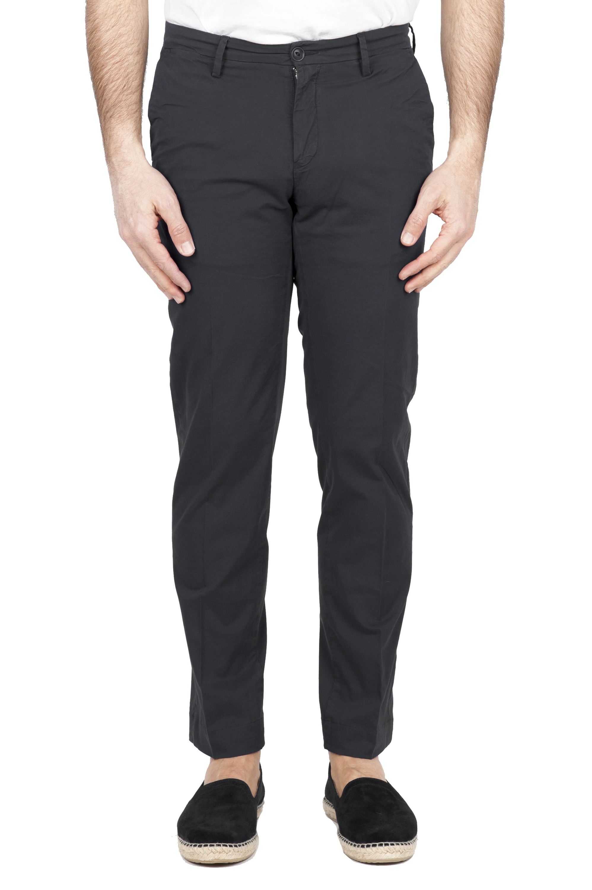 SBU 01681 Pantalon chino classique en coton stretch noir 01
