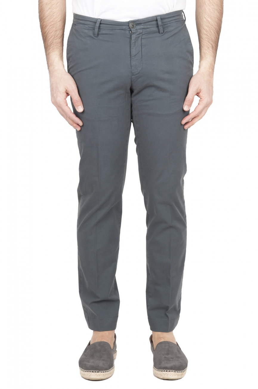 SBU 01682 Pantalones chinos clásicos en algodón elástico gris 01