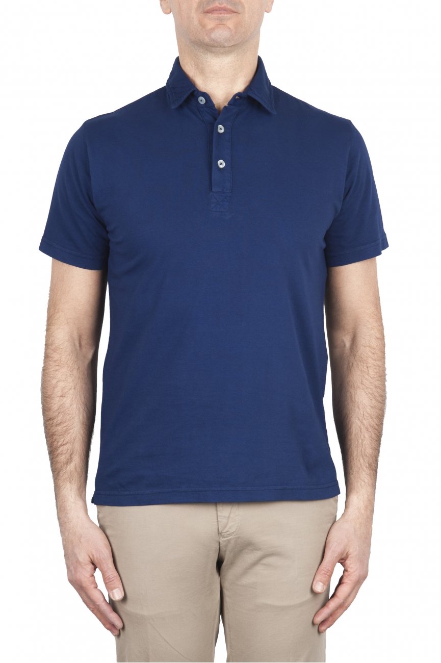 SBU 01695 Classic short sleeve china blue cotton jersey polo shirt 01