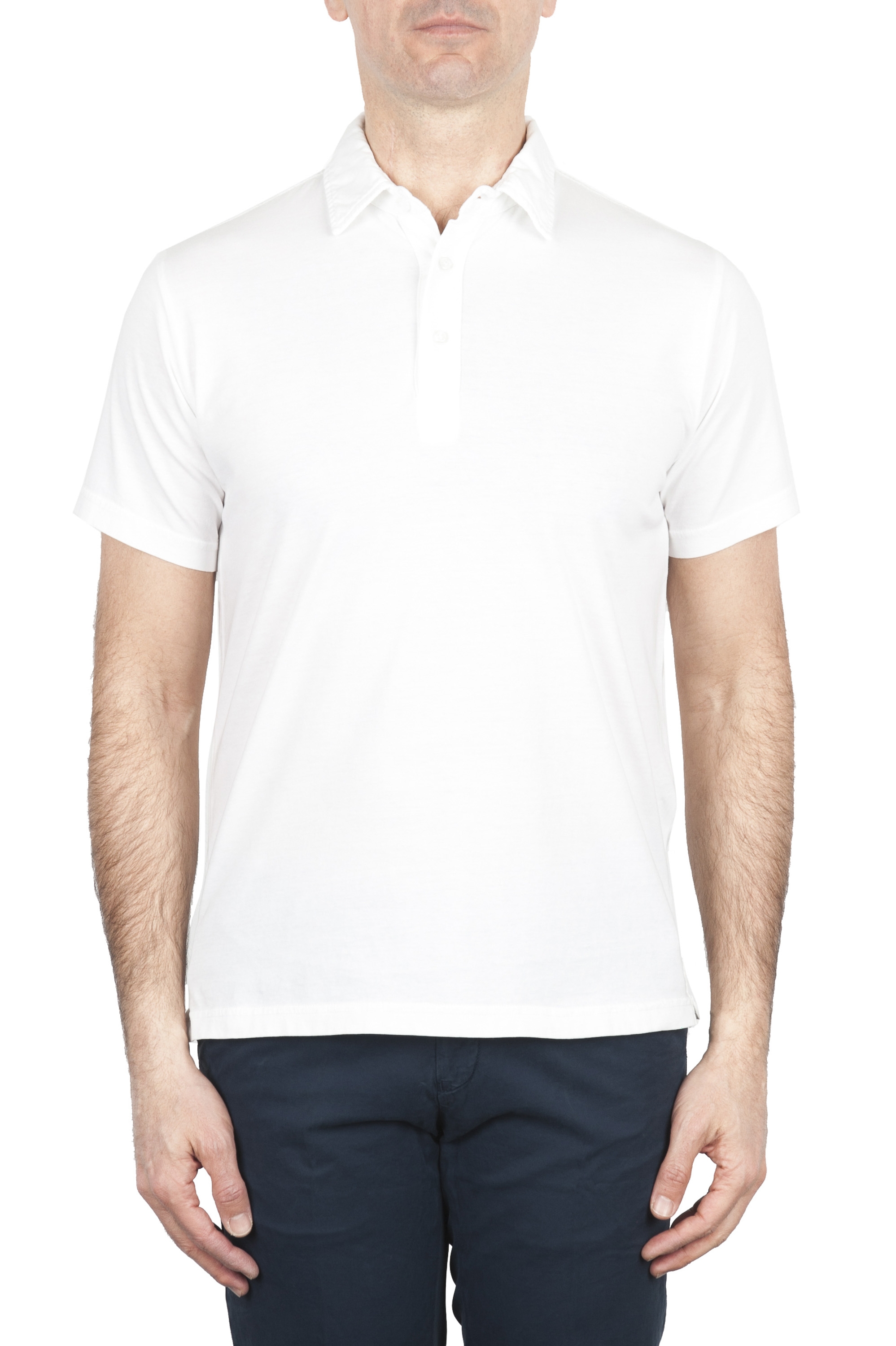 SBU 01696 Polo classique en jersey de coton blanc à manches courtes 01