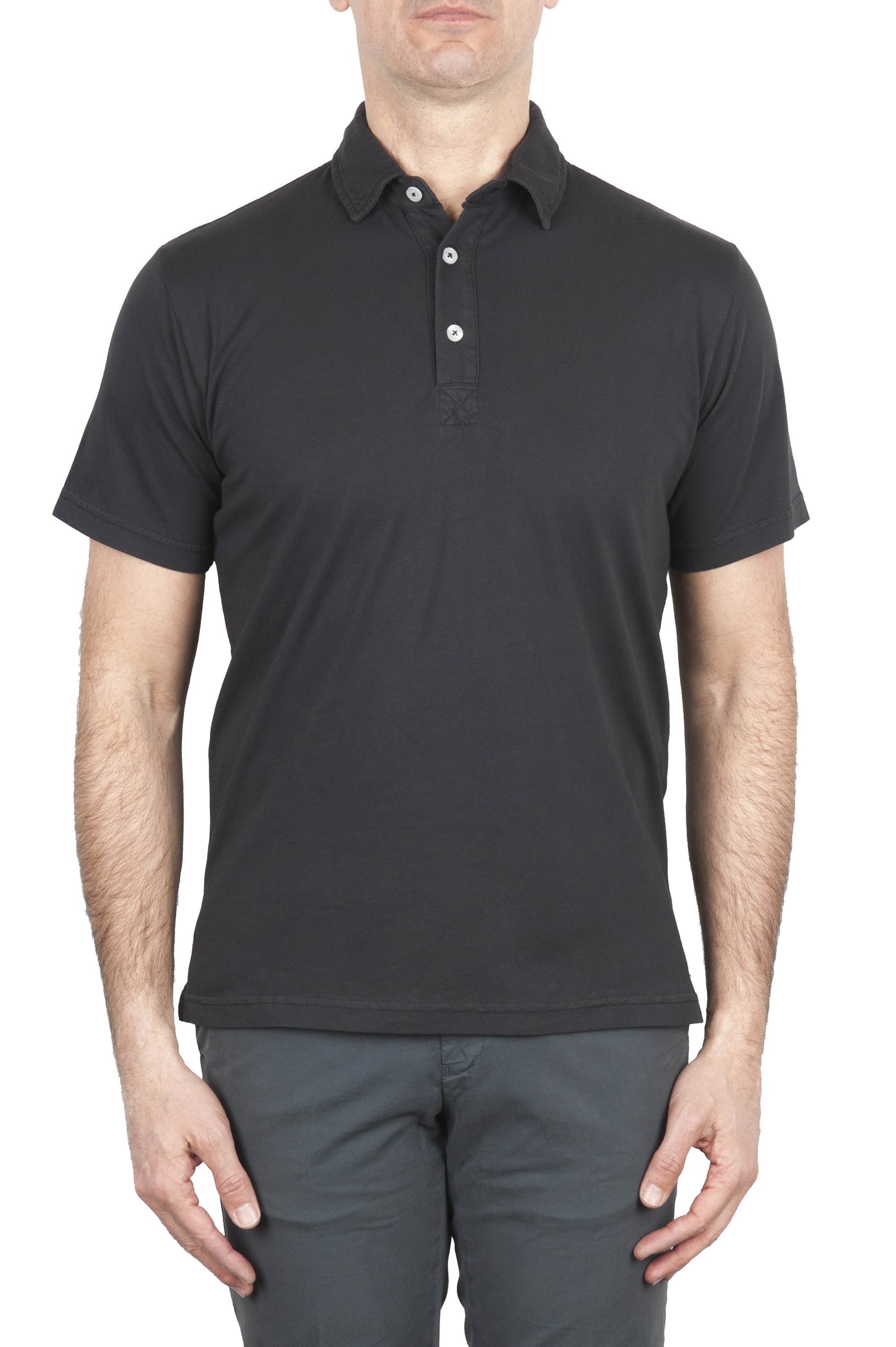 SBU 01699 Classic short sleeve black cotton jersey polo shirt 01