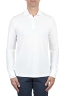 SBU 01714 Classic long sleeve white cotton crepe polo shirt 01