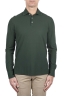 SBU 01715 Classic long sleeve green cotton crepe polo shirt 01