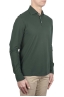 SBU 01715 Classic long sleeve green cotton crepe polo shirt 02