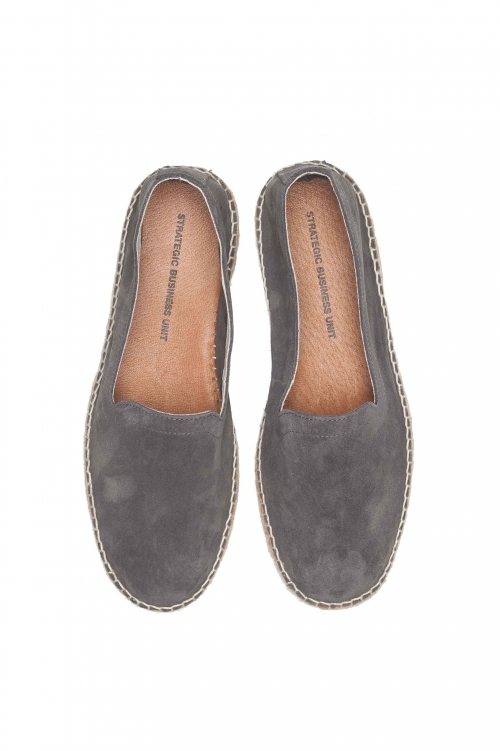 SBU 01701 Original grey suede leather espadrilles with rubber sole 01