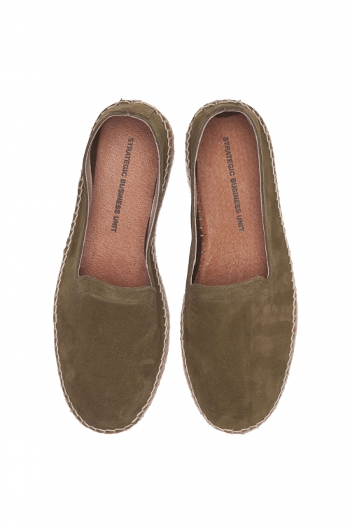 SBU 01703 Original green suede leather espadrilles with rubber sole 01