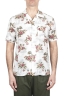 SBU 01718 Hawaiian printed pattern white cotton shirt 01