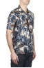 SBU 01719 Hawaiian printed pattern blue cotton shirt 02