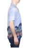 SBU 01721 Camisa hawaiana estampada de algodón azul 03