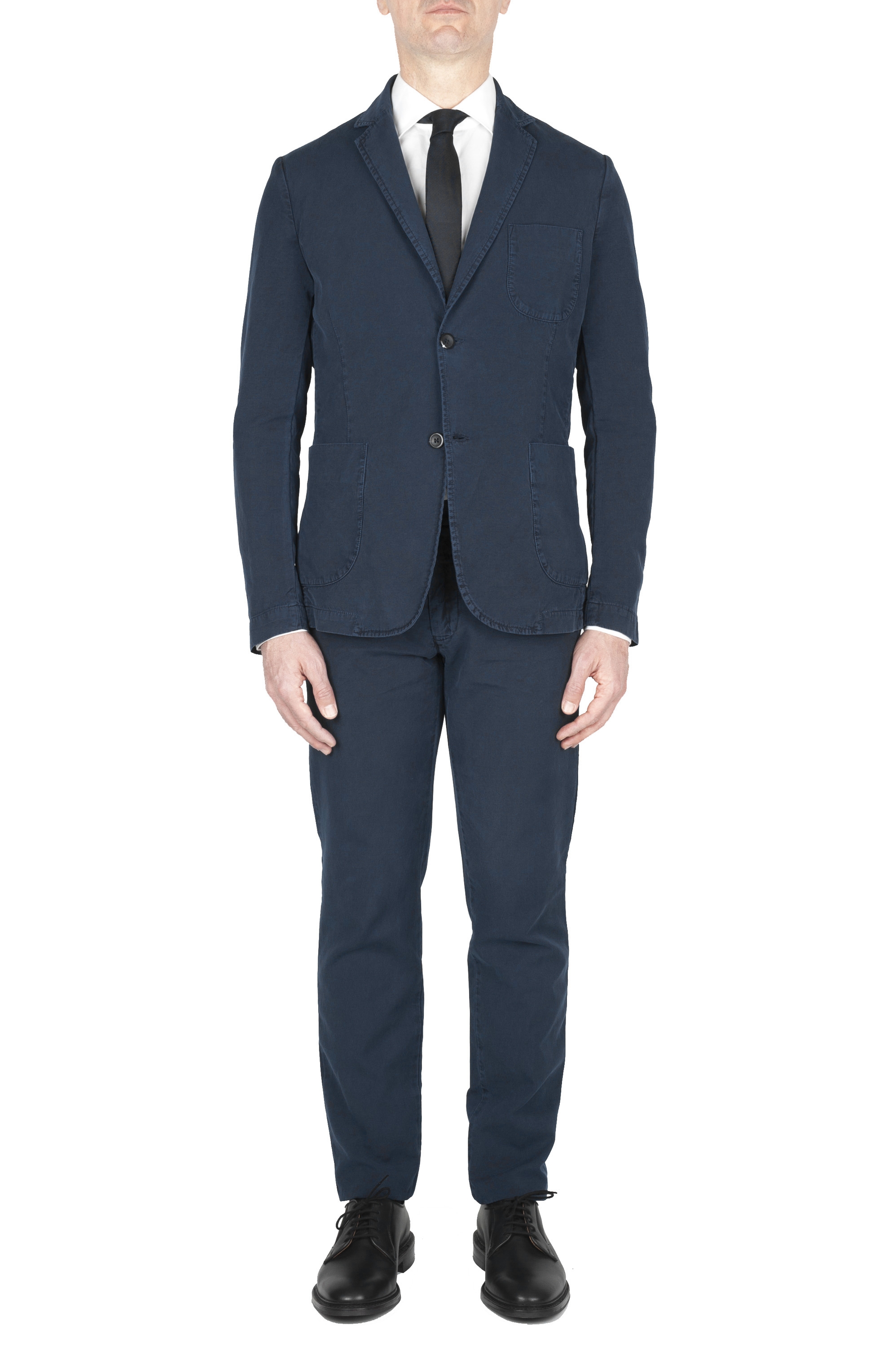 SBU 01746 Blazer y pantalón de traje deportivo de algodón azul marino 01