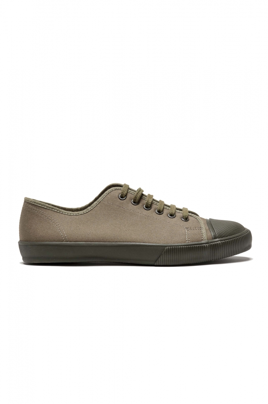 SBU 01530 Classic lace up sneakers in in green cotton canvas 01