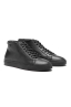 SBU 01524 Mid top lace up sneakers in black calfskin leather 02