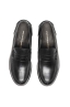 SBU 01504 Black plain calfskin penny loafers with leather sole 04