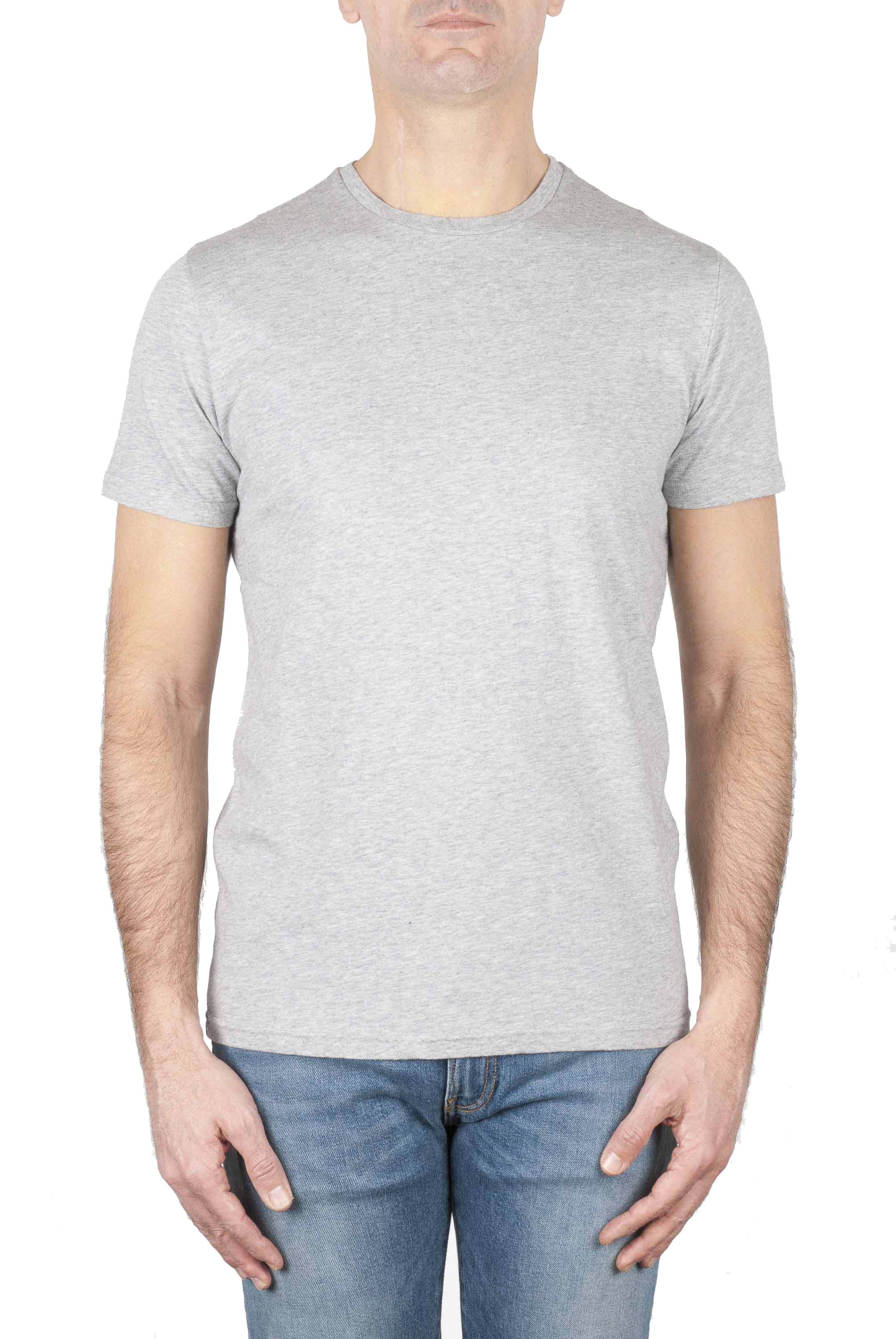 SBU 01747 T-shirt girocollo classica a maniche corte in cotone grigio melange 01